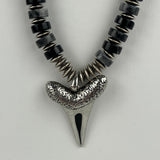 Men's Necklace Labradorite/Black Jasper Shark Tooth