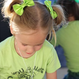 Bright Metallic Speckle Genuine Leather Hair Bows - Lime