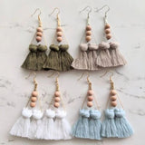 Triangle Tassel Diffuser Earrings White
