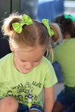 Bright Metallic Speckle Genuine Leather Hair Bows - Lime